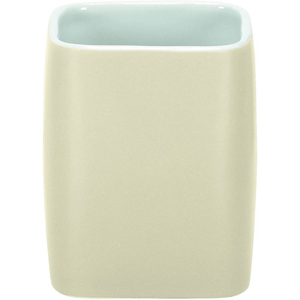 جا مسواکی سرامیکی کرمی مدل Cubic cream