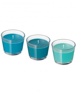 سه شمع معطر ایکیا رنگ سبز آبی