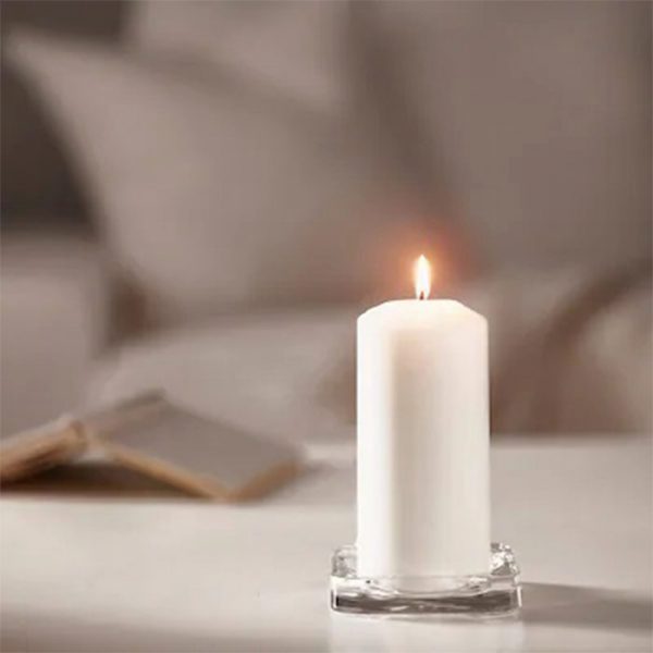 شمع استوانه ای سفید روشن